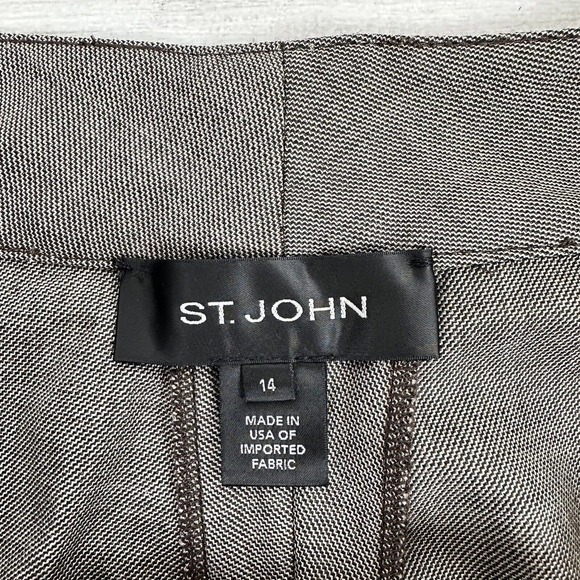 St. John Dress Pants Women Size 14 Waist 34 Tan Brown Wool Silk Blend Wide Leg - Picture 7 of 14